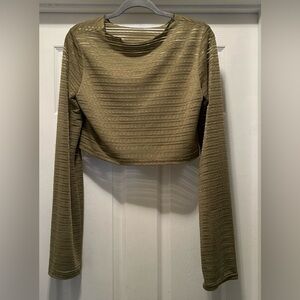 SHEIN Olive Long Sleeve Crop Top